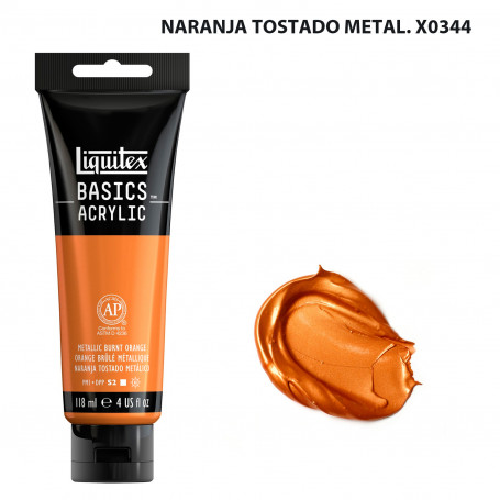Acrílico Basics 118 ml Liquitex Tonos Metálicos e Iridiscentes 0344-Naranja Tostado Metal