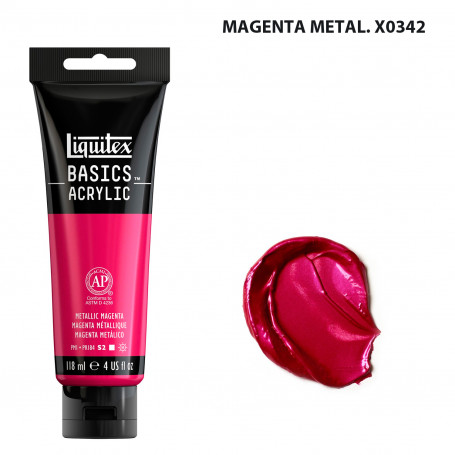 Acrílico Basics 118 ml Liquitex Tonos Metálicos e Iridiscentes 0342-Magenta Metal