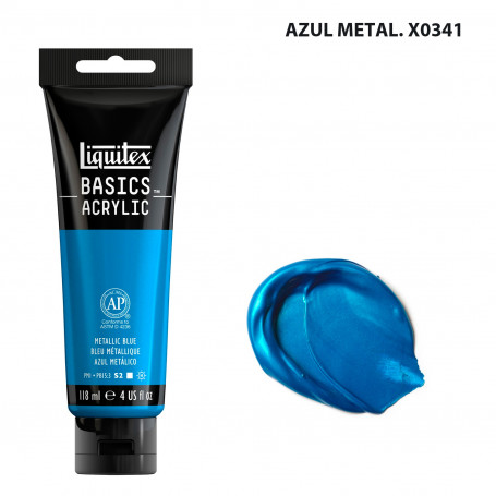 Acrílico Basics 118 ml Liquitex Tonos Metálicos e Iridiscentes 0341-Azul Metal
