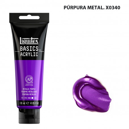 Acrílico Basics 118 ml Liquitex Tonos Metálicos e Iridiscentes 0340-Púrpura Metal