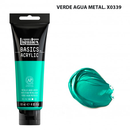 Acrílico Basics 118 ml Liquitex Tonos Metálicos e Iridiscentes 0339-Verde Agua Metal