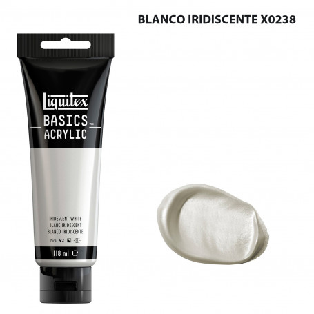 Acrílico Basics 118 ml Liquitex Tonos Metálicos e Iridiscentes 0238-Blanco Iridiscente