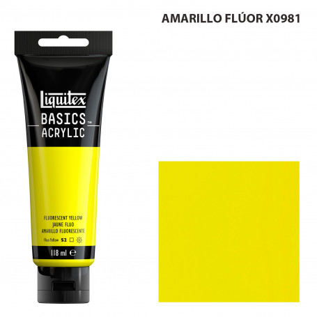 Acrílico Basics 118 ml Liquitex Colores Fluorescentes 981-Amarillo Flúor