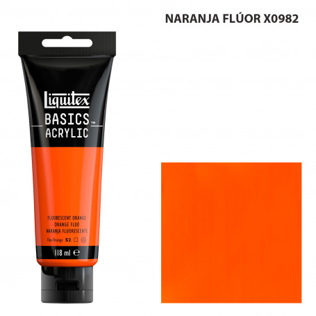 Acrílico Basics 118 ml Liquitex Colores Fluorescentes 982-Naranja Flúor