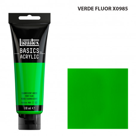 Acrílico Basics 118 ml Liquitex Colores Fluorescentes 985-Verde Flúor