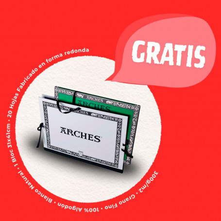 Bloc Acuarela Arches Encolado 4 Lados Grano Fino 300 gr/m2 41x51cm + carpeta de Regalo