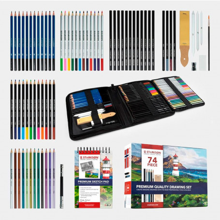 Set de Dibujo 74 Piezas Starkson Contenido