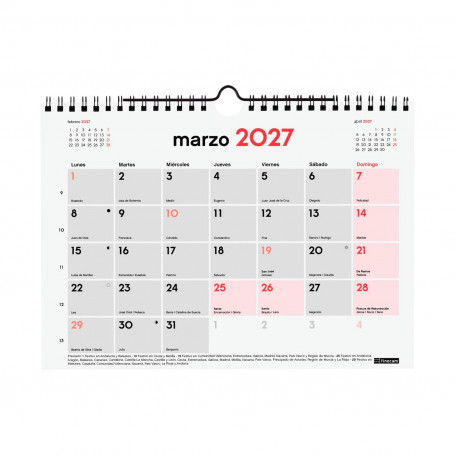 Calendario Pared para Escribir Finocam 2027 Modelo S
