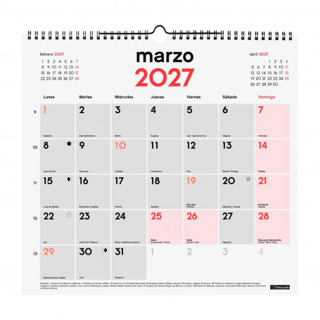 Calendario Pared para Escribir Finocam 2027 Modelo L