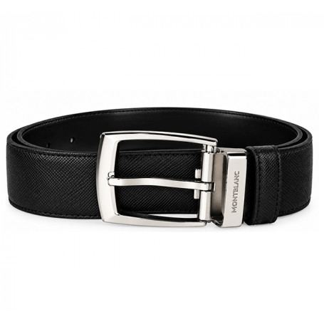 Cinturón Piel Negro Hebilla trapecio Montblanc
