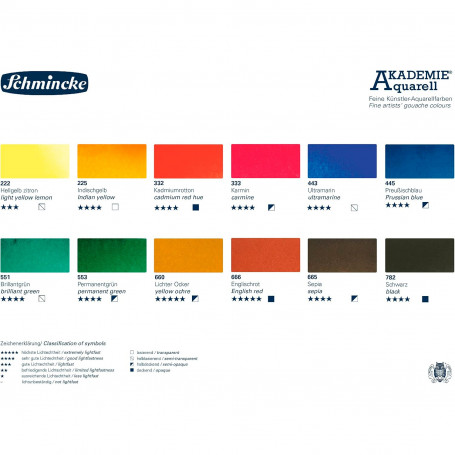 Caja Metal Acuarelas Akademie Aquarell Schmincke Gama 12 Colores