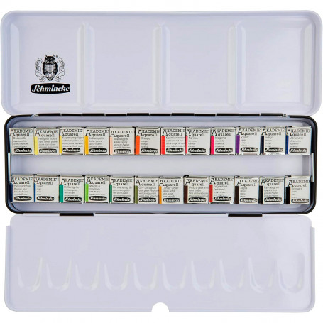 Caja Metal 24 Colores Acuarela Akademie Aquarell Schmincke