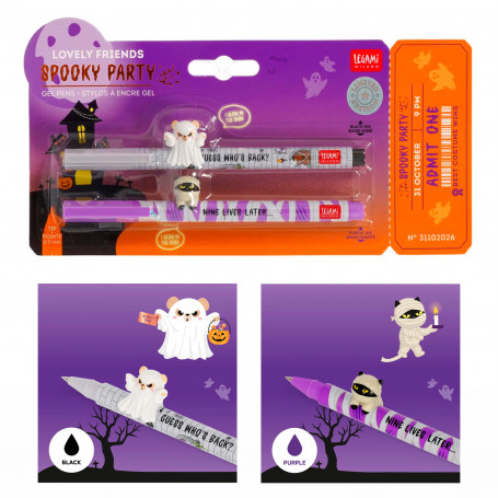 Set Bolígrafos Gel Animales Halloween Legami