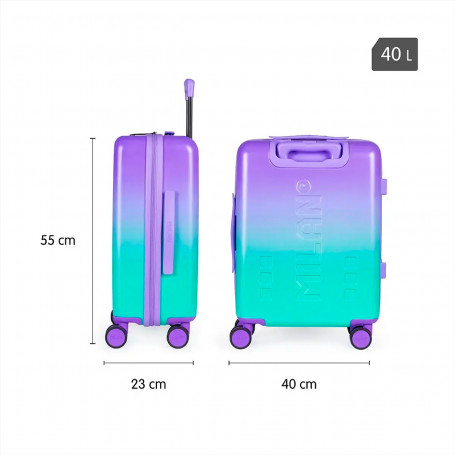 Maleta Cabina Rígida 55 cm Turquesa Sunset Milan Dimensiones y Capacidad